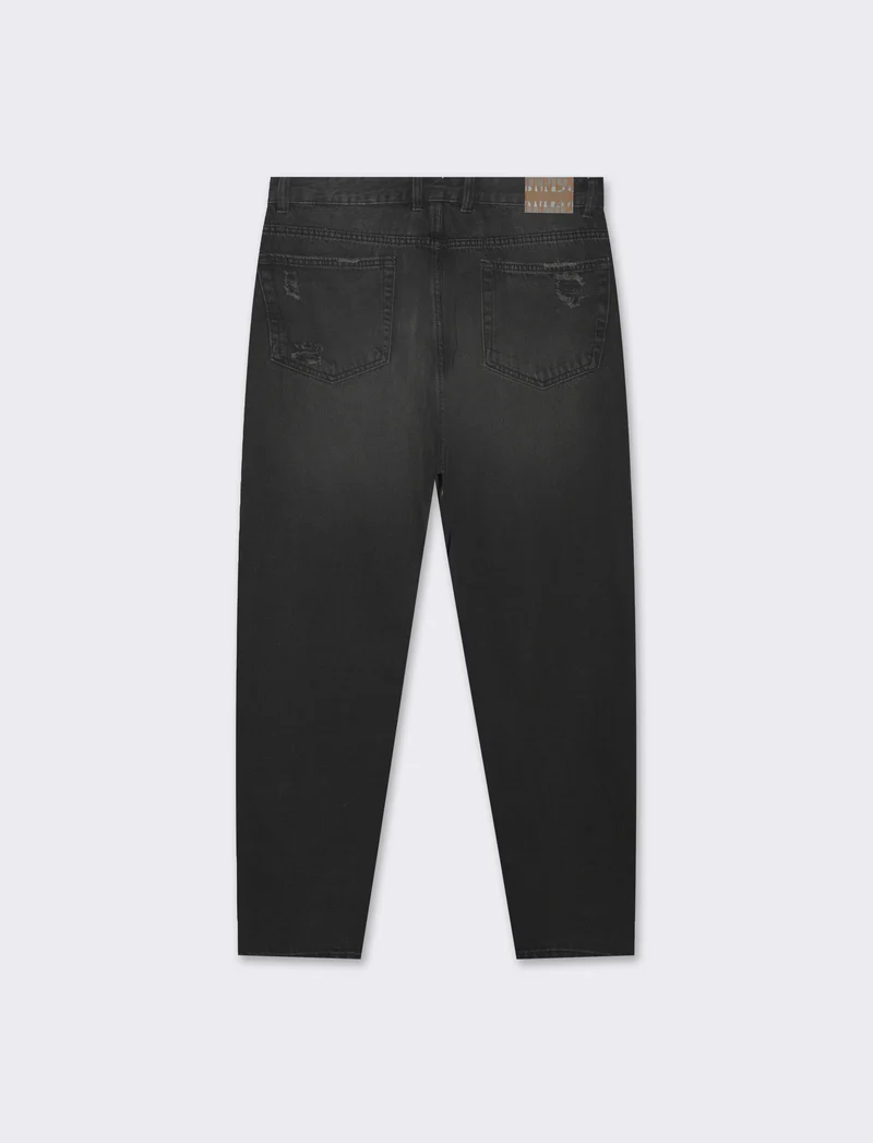 Jeans nero loose fit con strappi da uomo - Nero