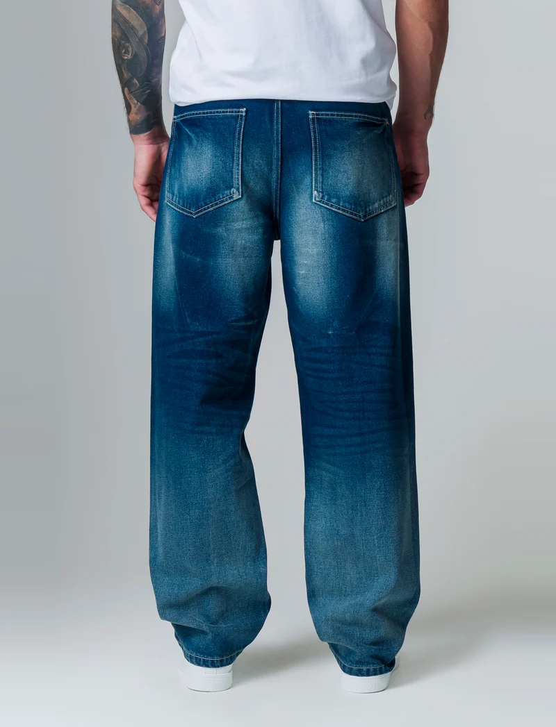 Jeans denim scuro extra loose fit da uomo - DENIM SCURO