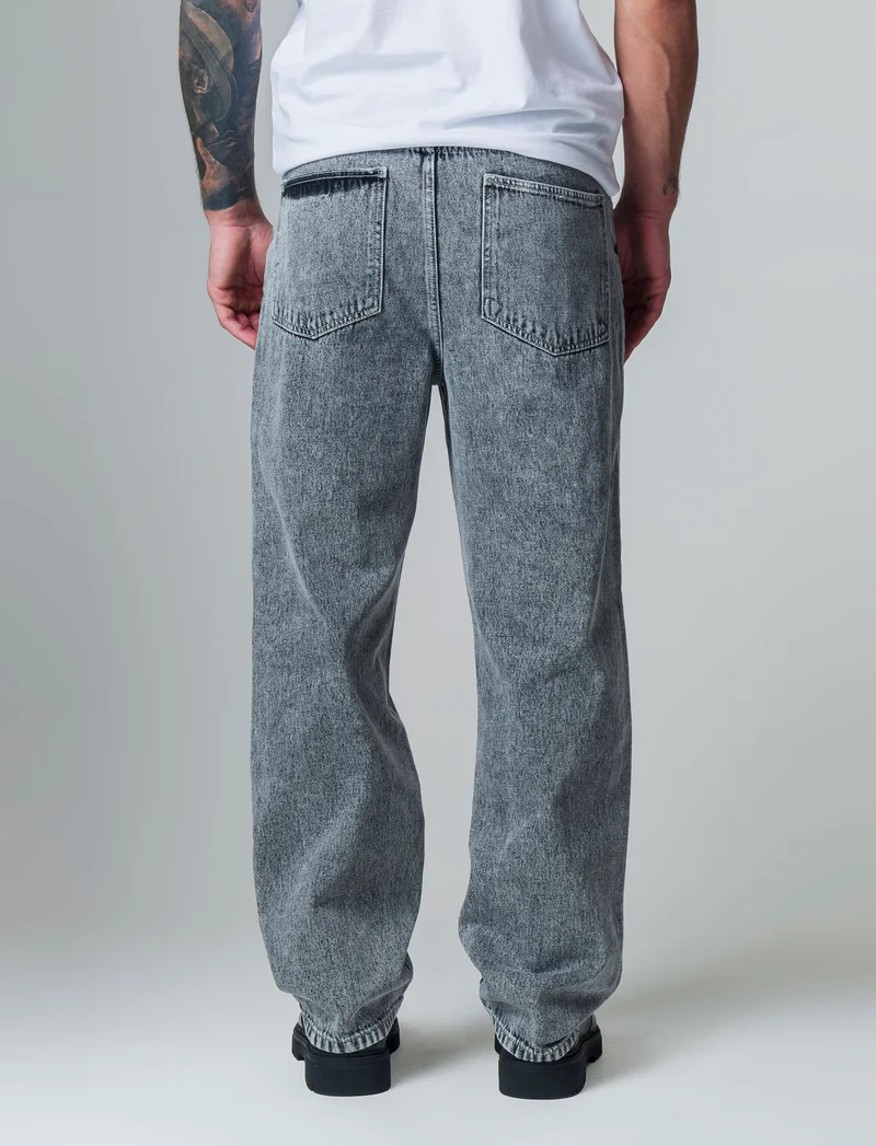 Jeans baggy fit grigio medio da uomo - Denim
