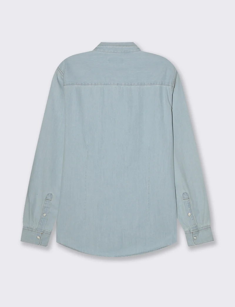 Camicia in denim con tasche da uomo - Denim chiaro