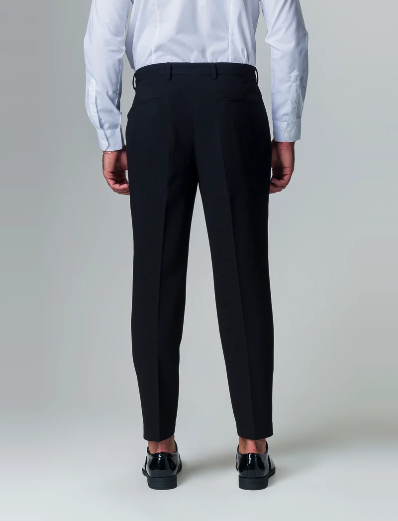 Pantaloni struttura micro waffel da completo da uomo - Nero
