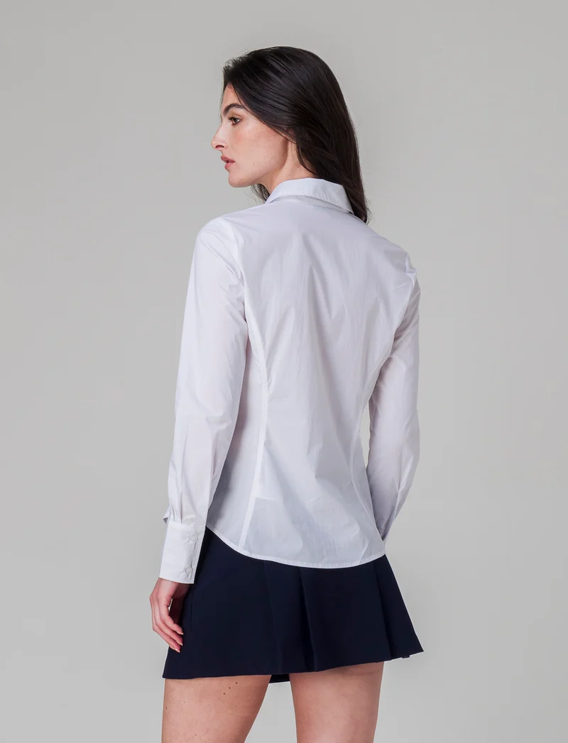 Camicia in tela elastica da donna - Bianco