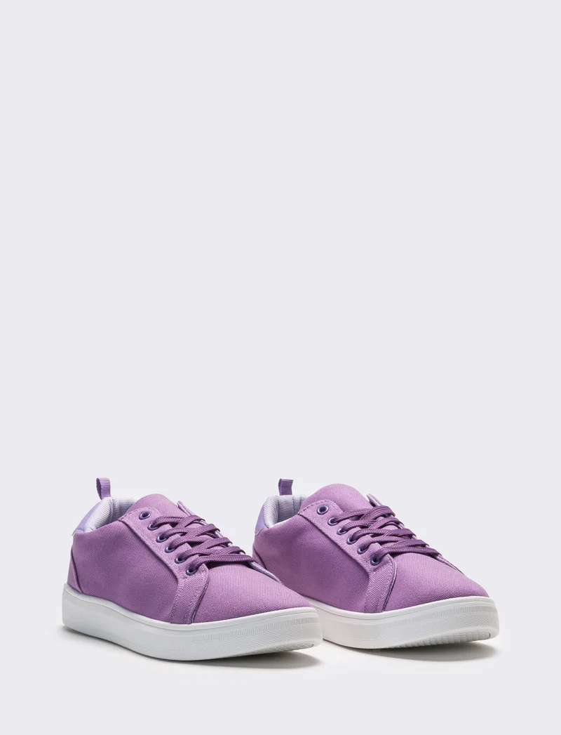 Sneakers da donna in canvas con riporti - Lilla