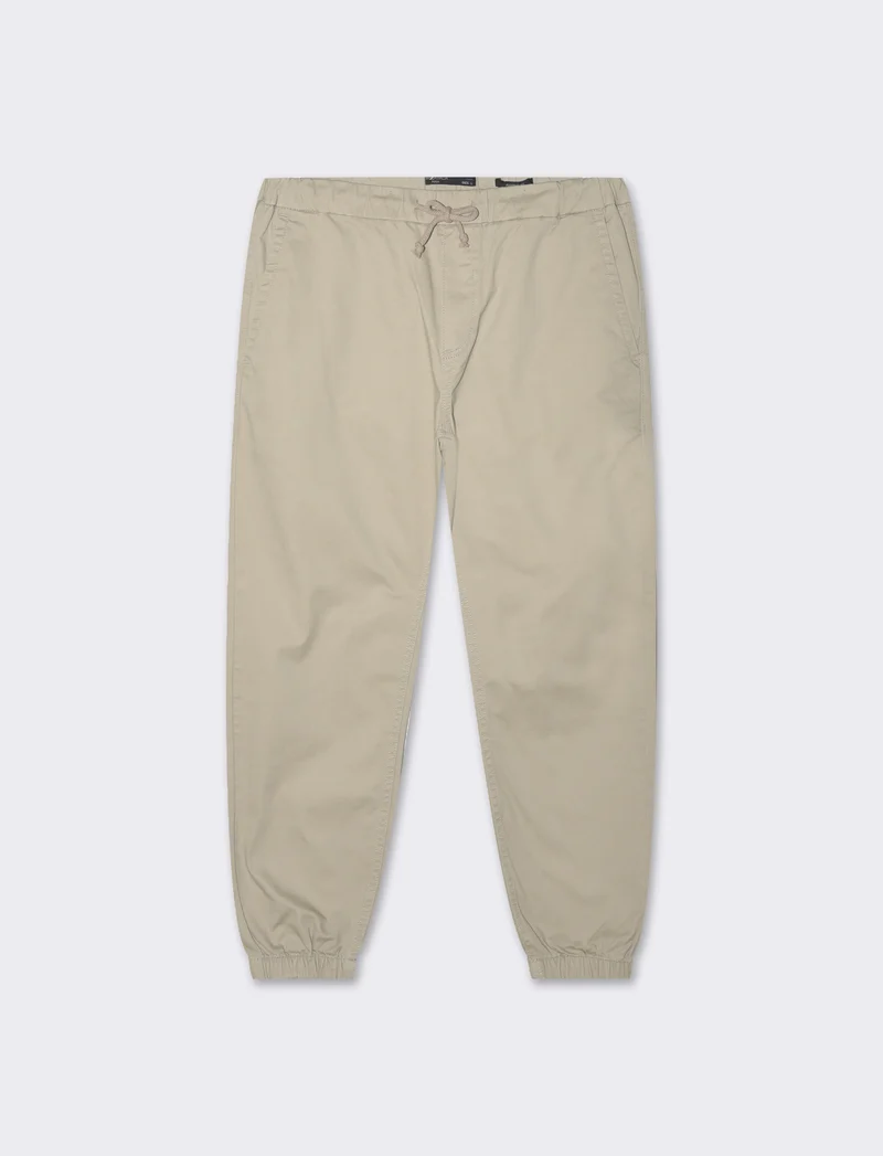 Pantaloni jogger in twill elasticizzato da uomo - Beige
