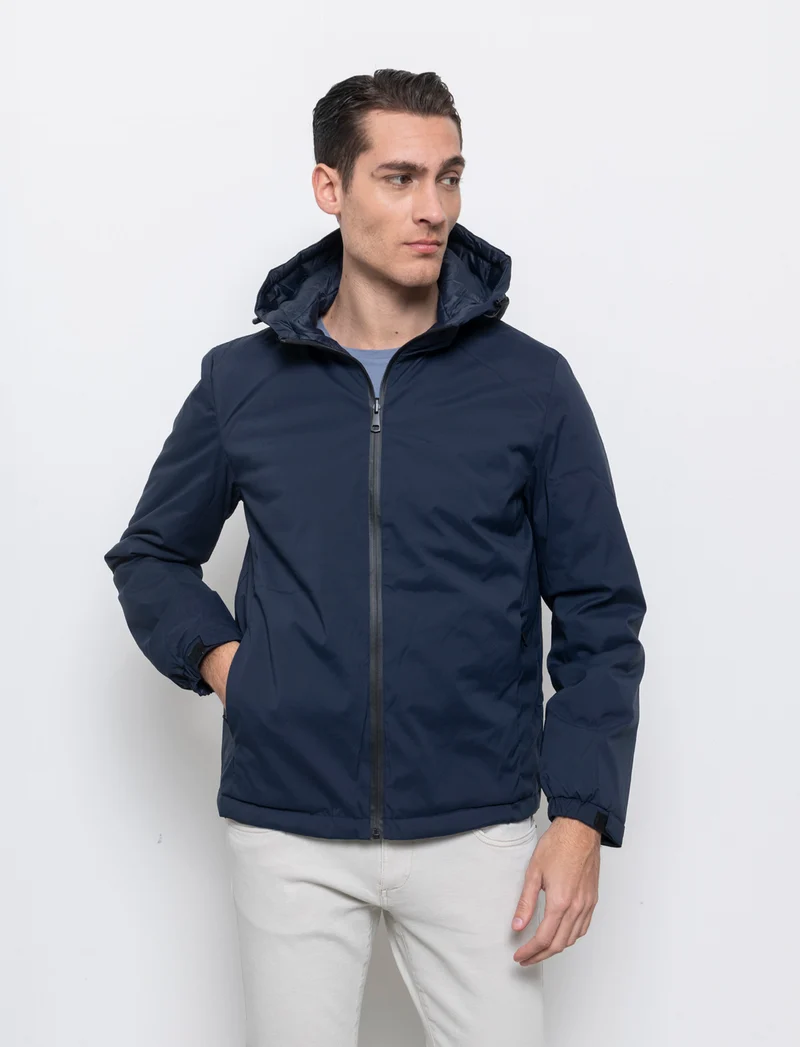 Giubbotto reversibile antivento con cappuccio da uomo - Blu