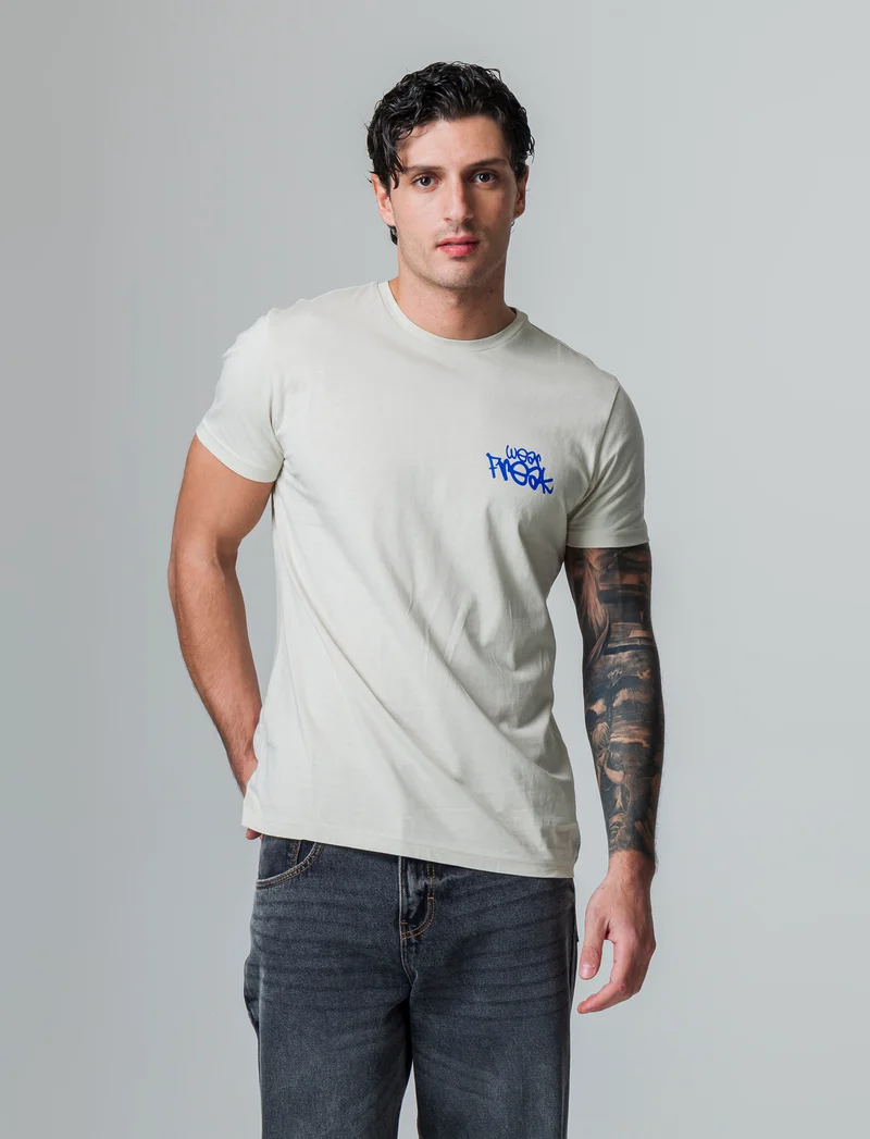 T-shirt in cotone con stampe regular fit da uomo - Grigio ghiaccio