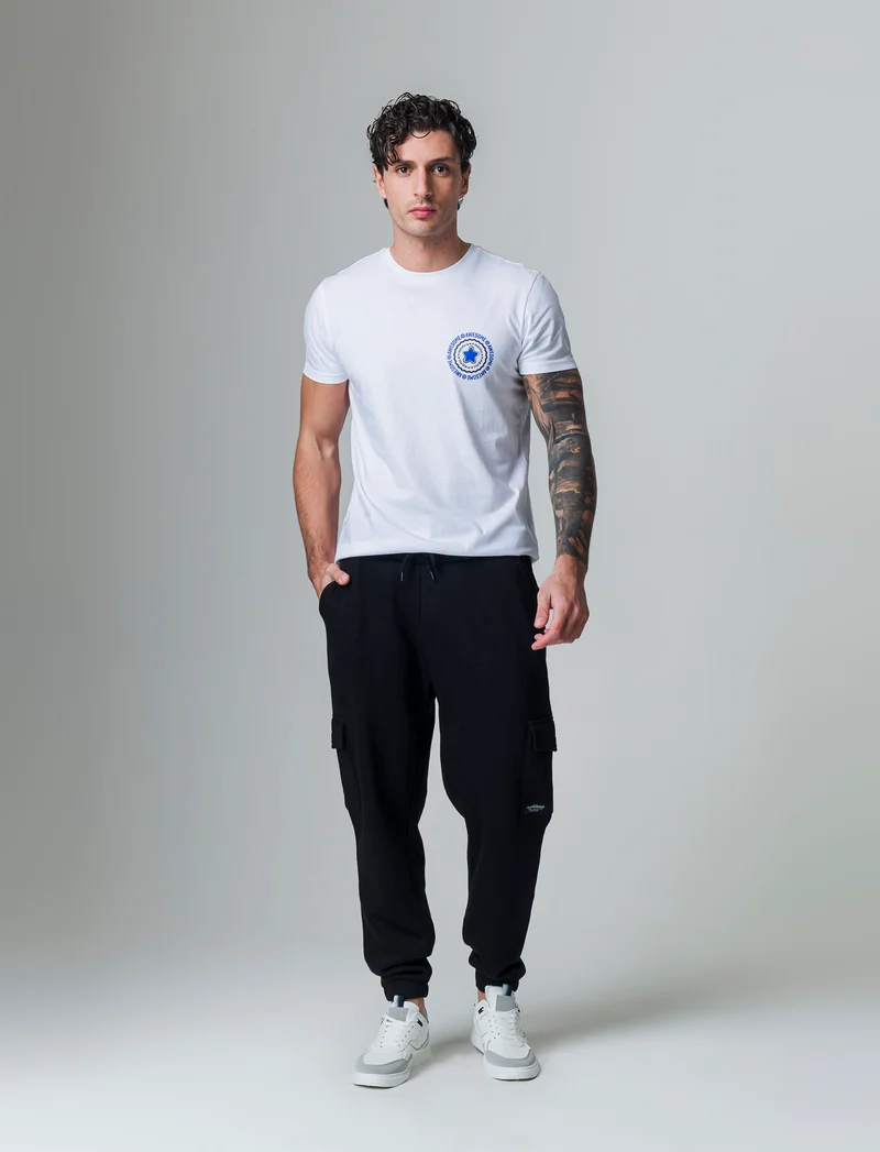 T-shirt in cotone con stampe regular fit da uomo - Bianco