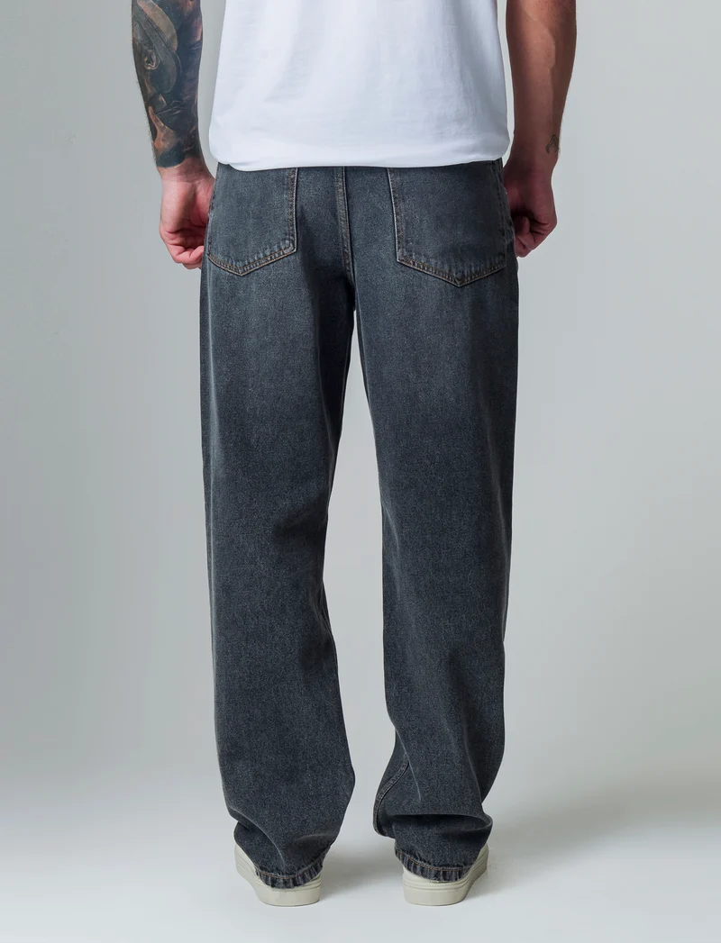 Jeans denim grigio extra loose fit da uomo - Grigio