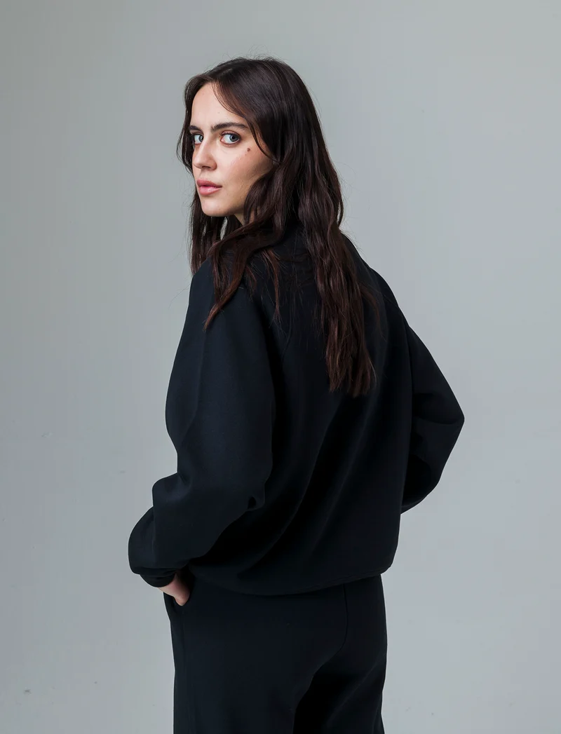 Felpa girocollo manica lunga da donna - Nero