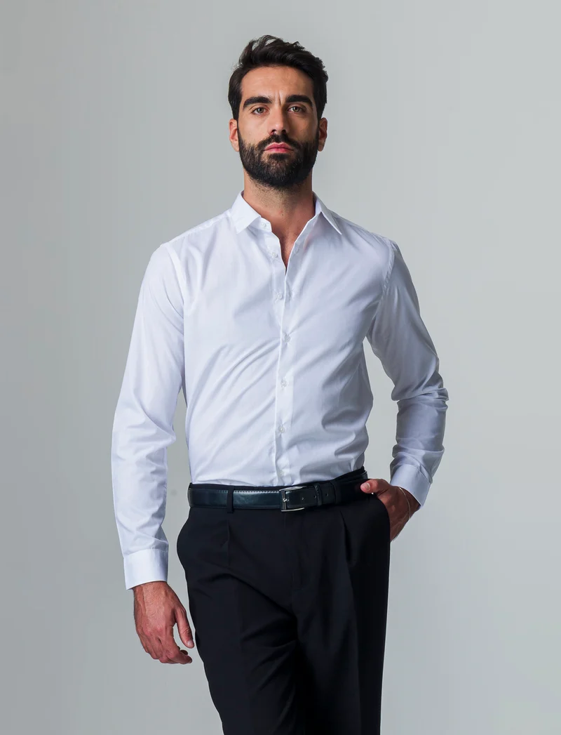 Camicia basic slim fit easy iron da uomo - Bianco