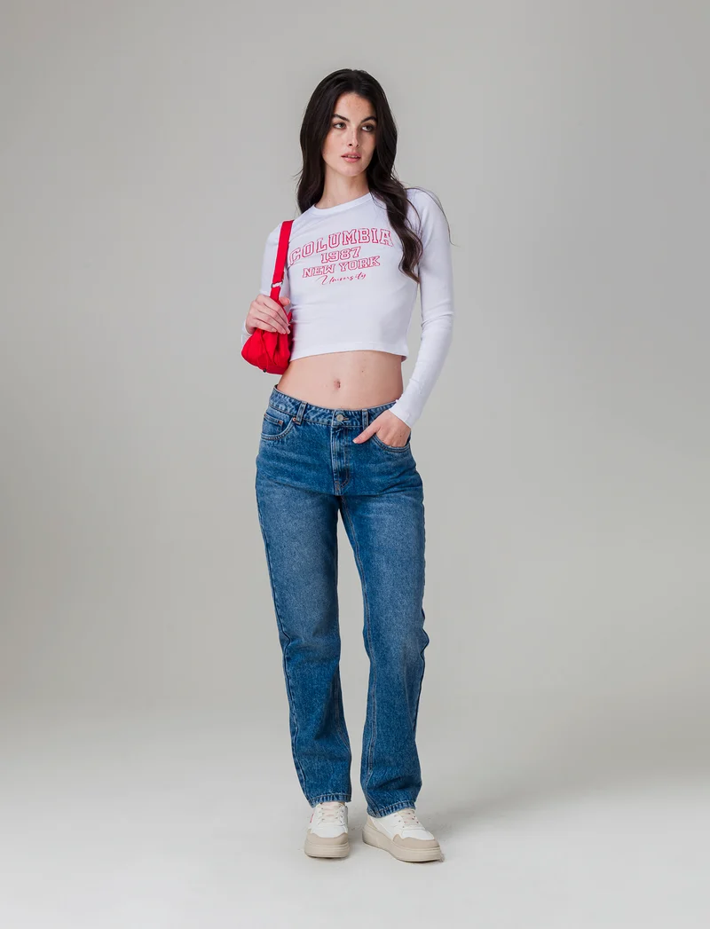 T-shirt crop manica lunga da donna - var 2