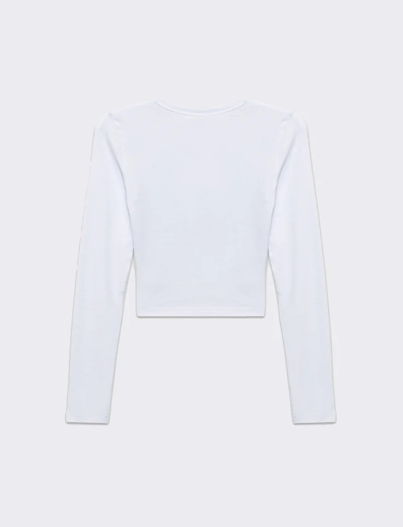 T-shirt crop manica lunga da donna - var 1