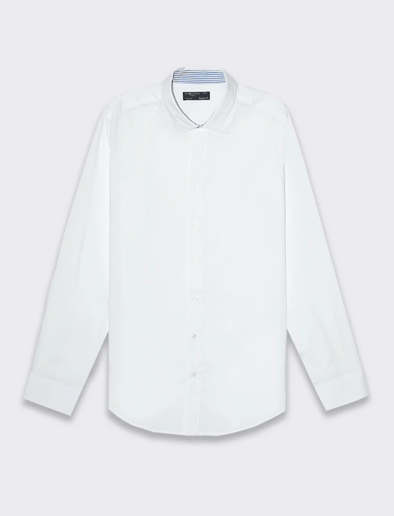 Camicia regular fit easy iron unita ed a fantasia da uomo - Bianco