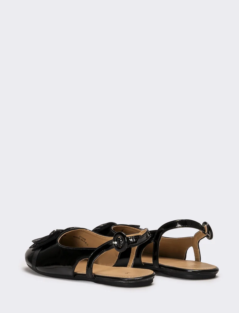 Slingback con fiocco in tulle da bambina - Nero