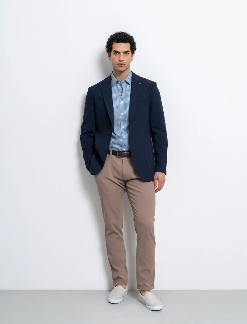 Camicia micro fantasia regular fit da uomo - Celeste