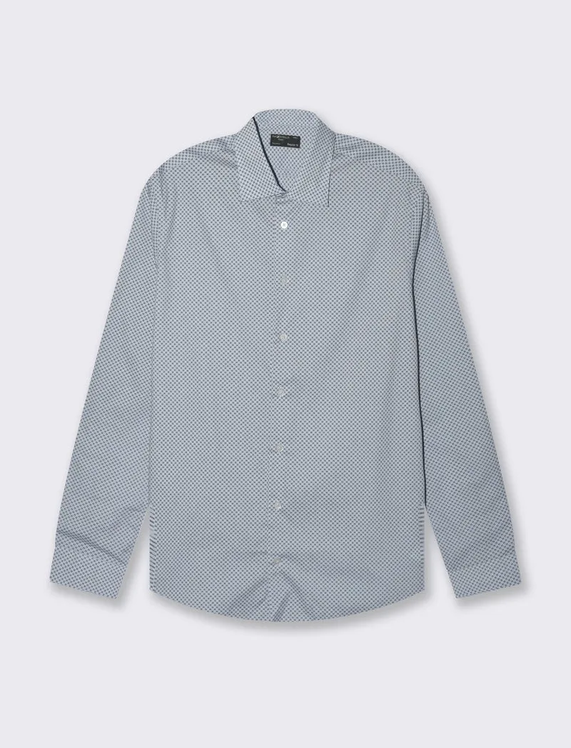 Camicia micro fantasia regular fit da uomo - Celeste