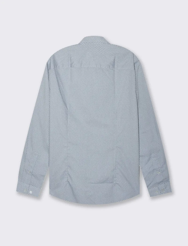 Camicia micro fantasia regular fit da uomo - Celeste