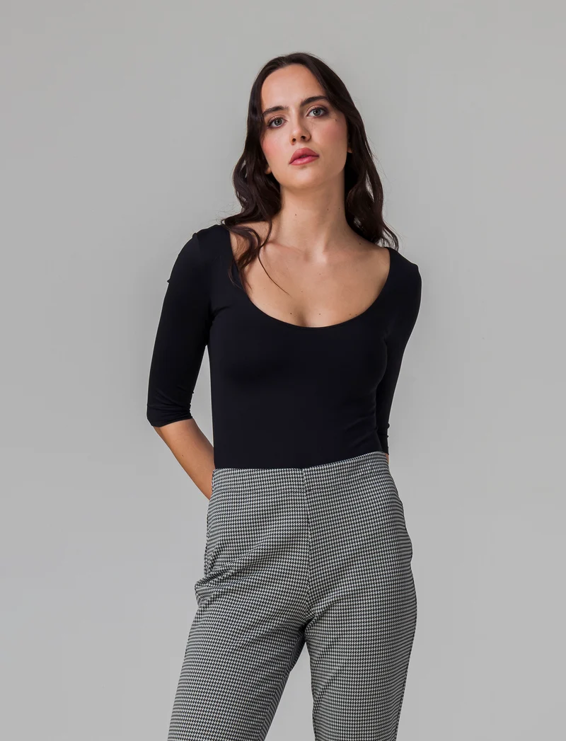 Body mezzamanica da donna - Nero