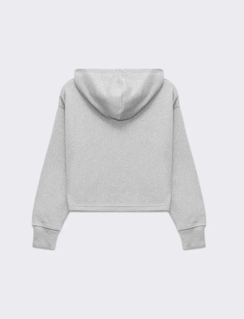 Felpa crop con cappuccio da donna - Grigio chiaro