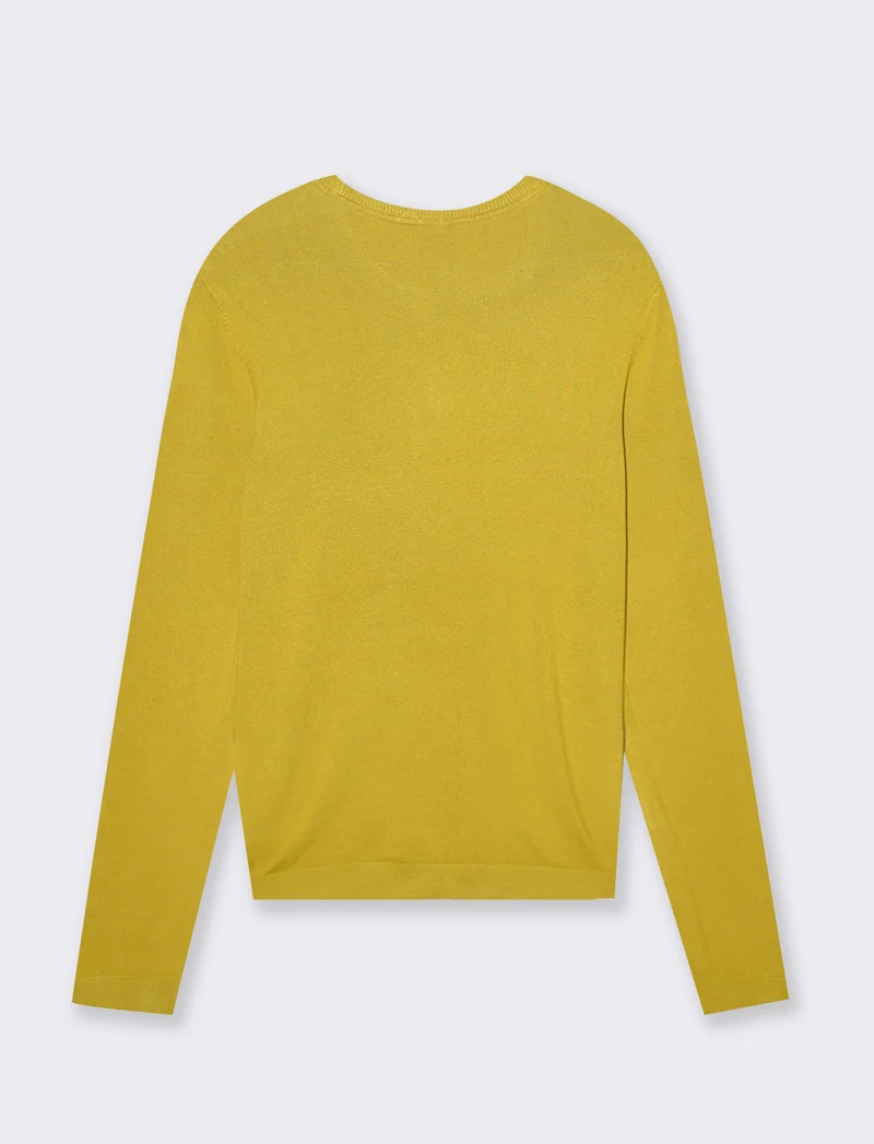Maglia basica giro collo da donna - Mostarda