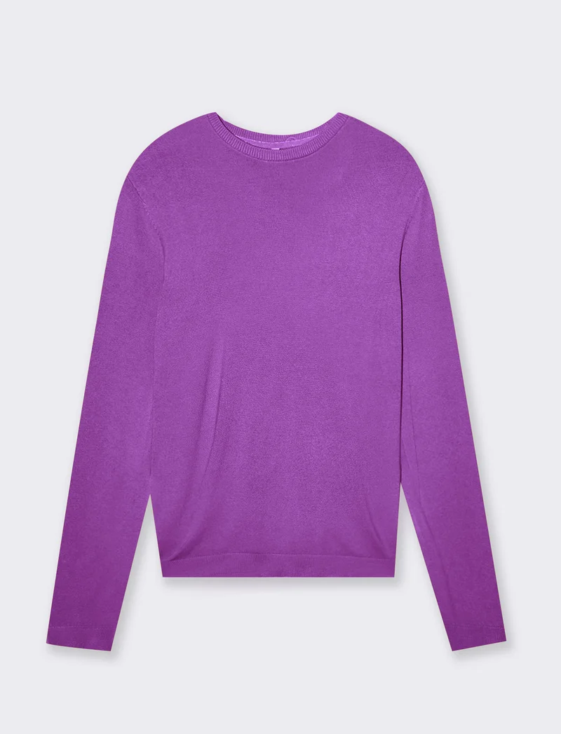 Maglia basica giro collo da donna - Viola