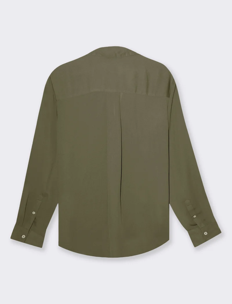 Camicia con spacchi sui fianchi da donna - Verde militare