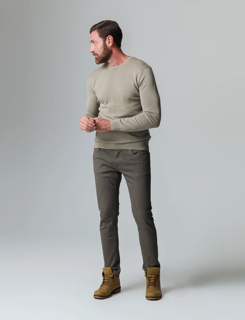 Maglia basic in puro cotone da uomo - Verde salvia