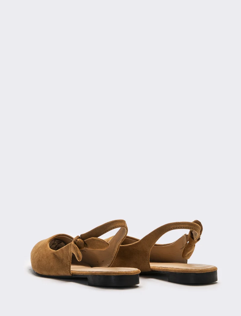 Slingback da donna con fiocco laterale - Cammello