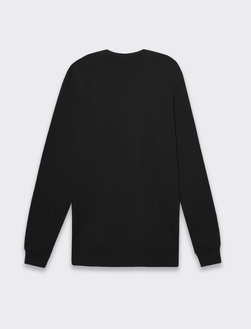 Felpa basic girocollo in cotone da uomo - Nero