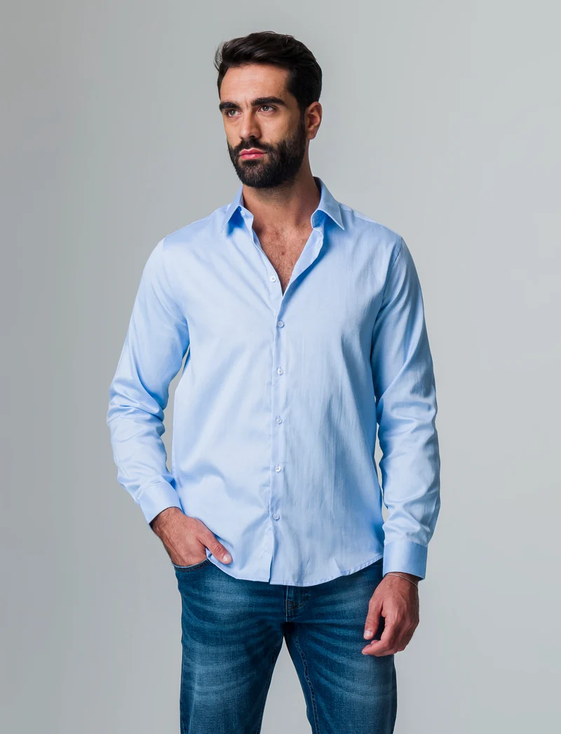 Camicia oxford regular fit da uomo - Celeste