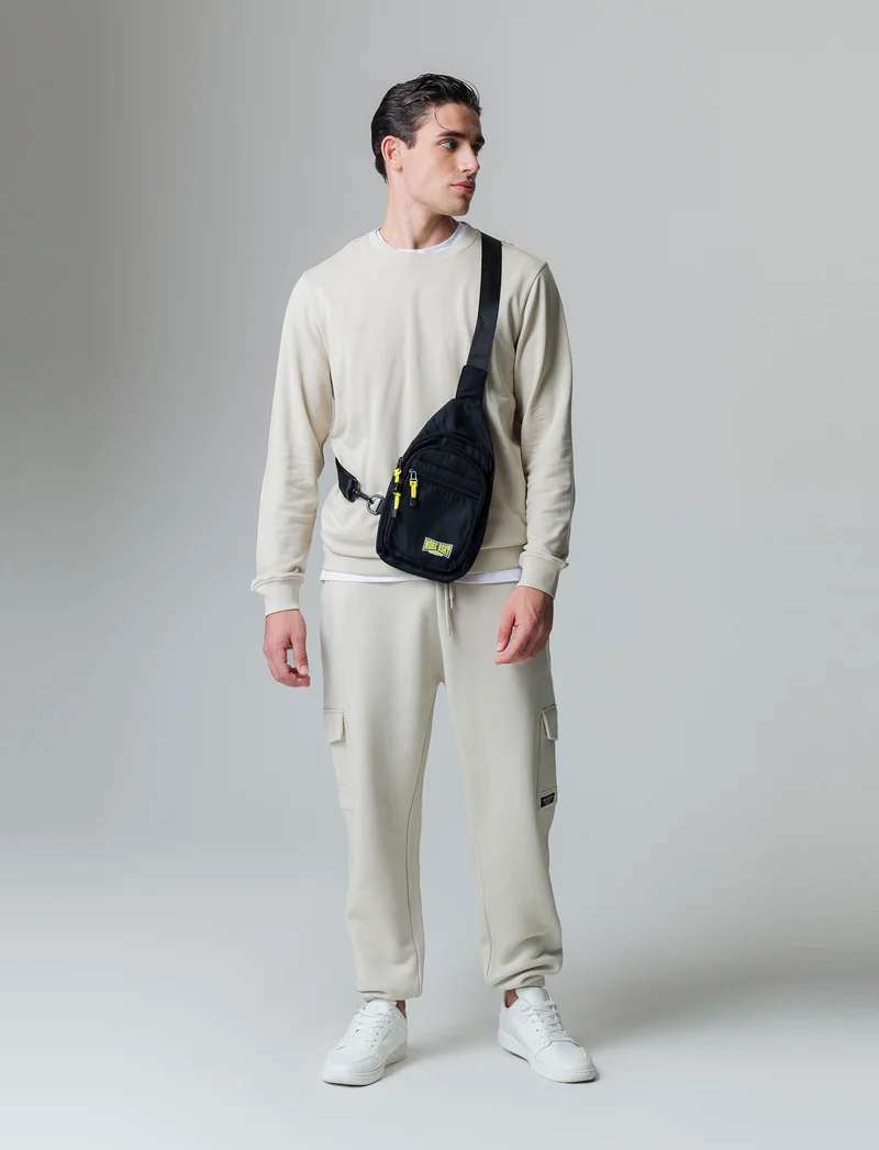 Felpa basic girocollo in cotone da uomo - Grigio ghiaccio