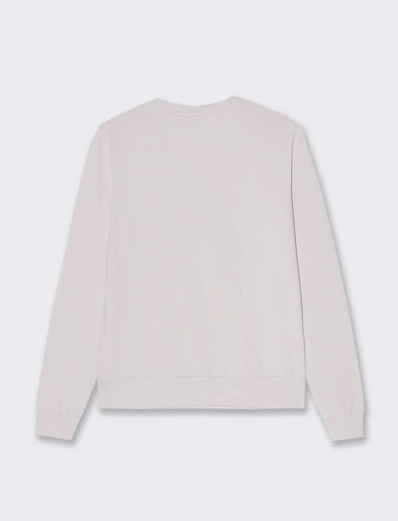 T-shirt manica lunga con stampa da donna - Bianco perla