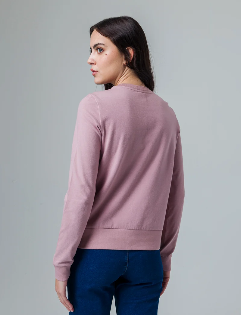 T-shirt manica lunga con stampa da donna - Rosa antico