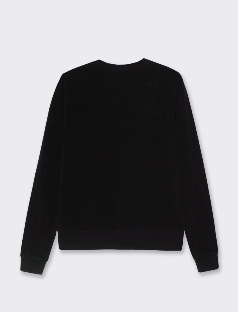 T-shirt manica lunga con stampa da donna - Nero