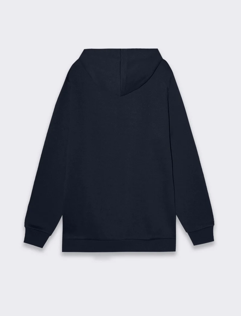 Felpa basic con cappuccio e cerniera da uomo - Blu