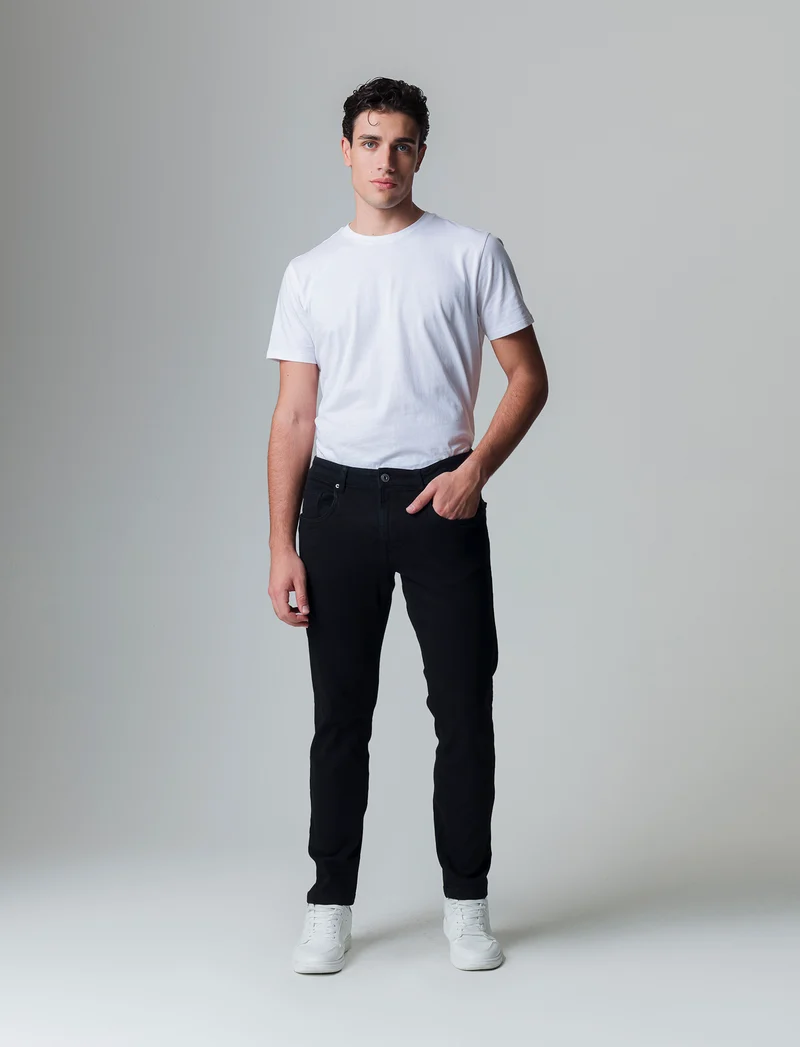 Pantaloni 5 tasche slim fit da uomo - Nero