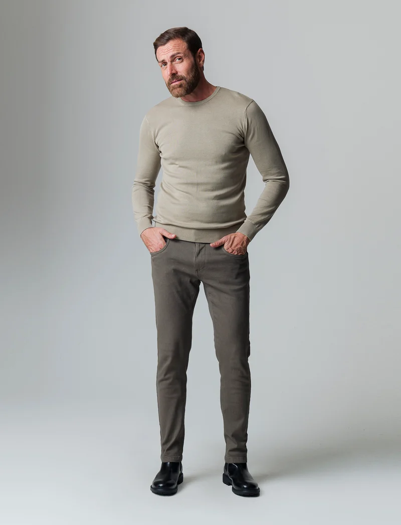 Pantaloni 5 tasche slim fit da uomo - Verde kaki