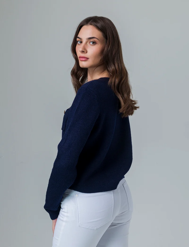 Cardigan con tasche da donna - Blu