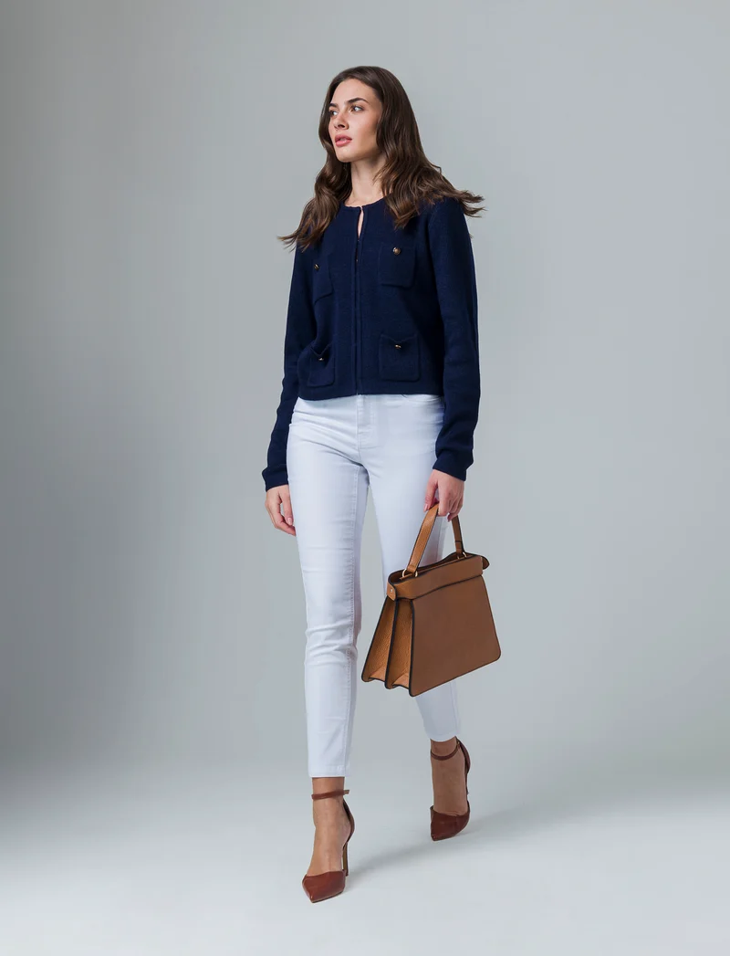 Cardigan con tasche da donna - Blu