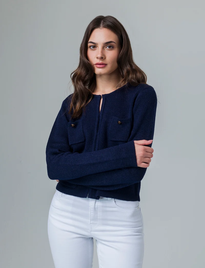 Cardigan con tasche da donna - Blu