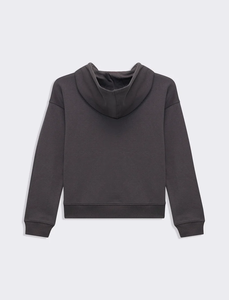 Felpa con cappuccio e zip da donna - Grigio piombo