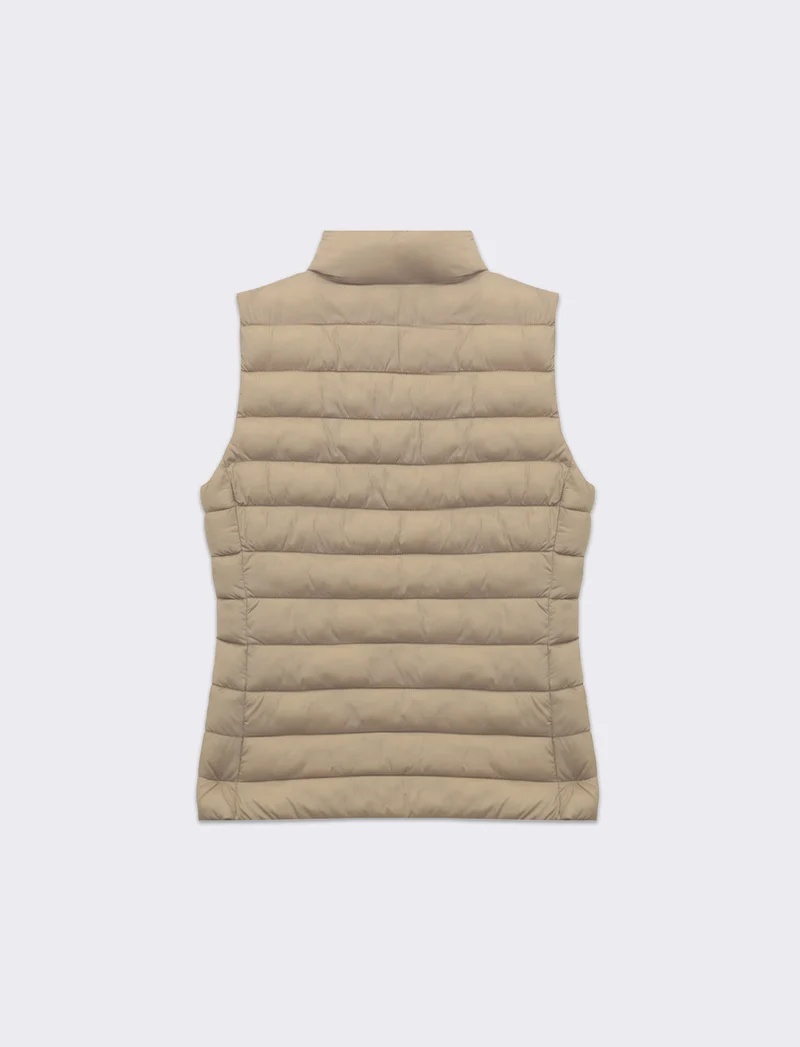 Giubbotto smanicato imbottito da donna - Beige corda