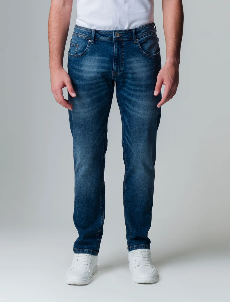 Jeans regular fit blu medio da uomo - Denim