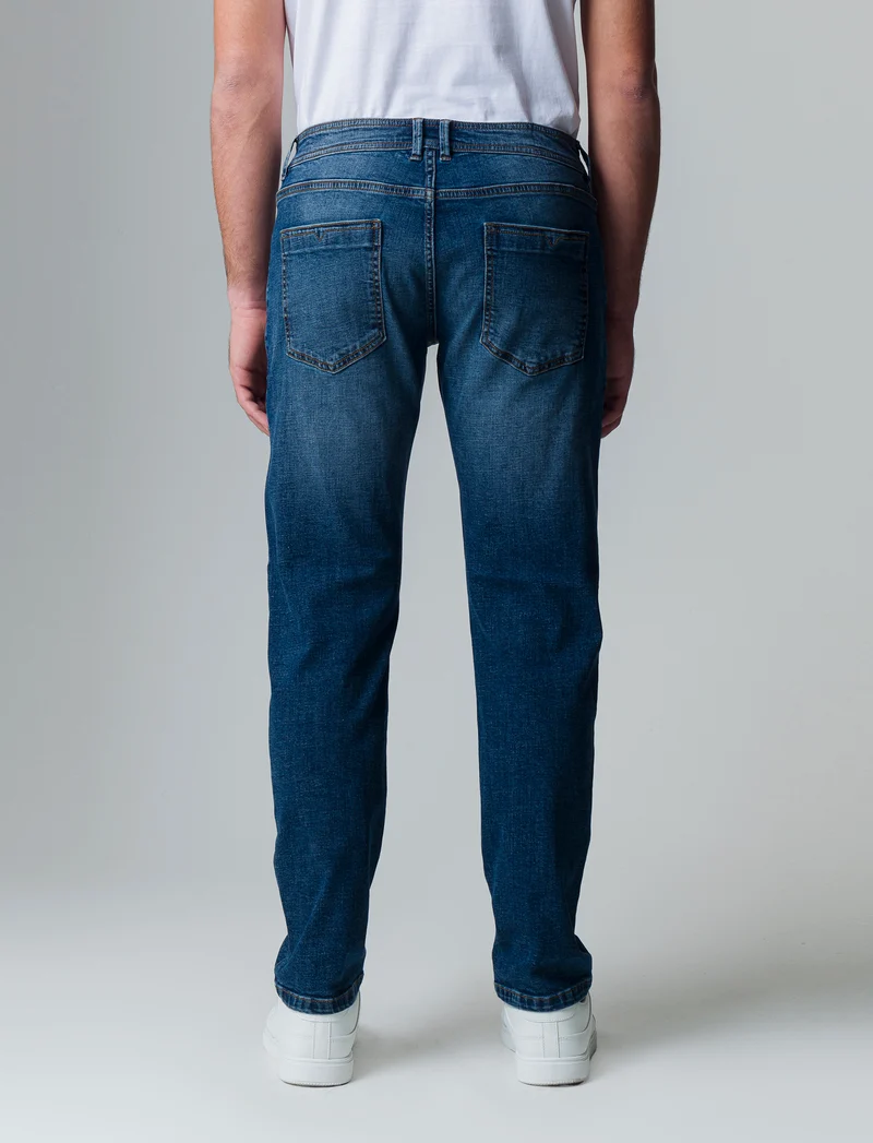 Jeans regular fit blu medio da uomo - Denim