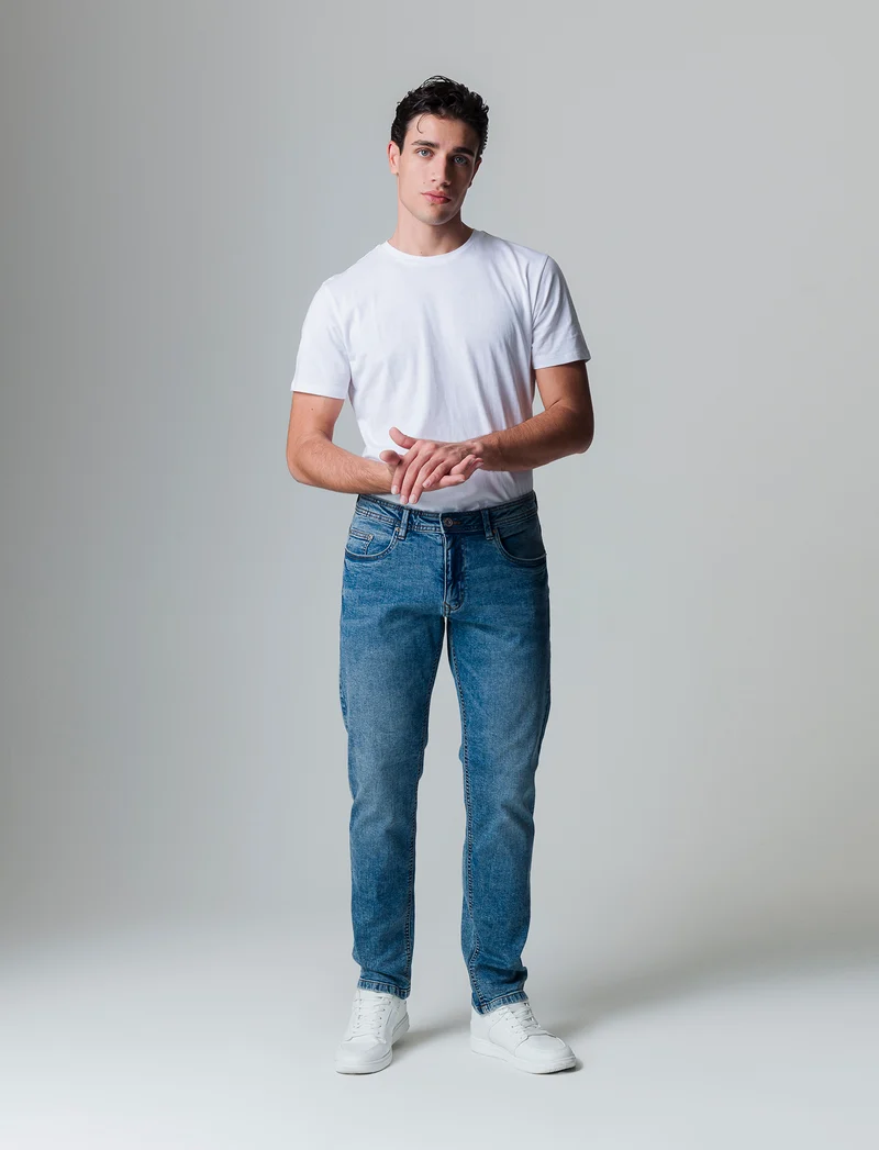 Jeans regular fit blu chiaro da uomo - Denim