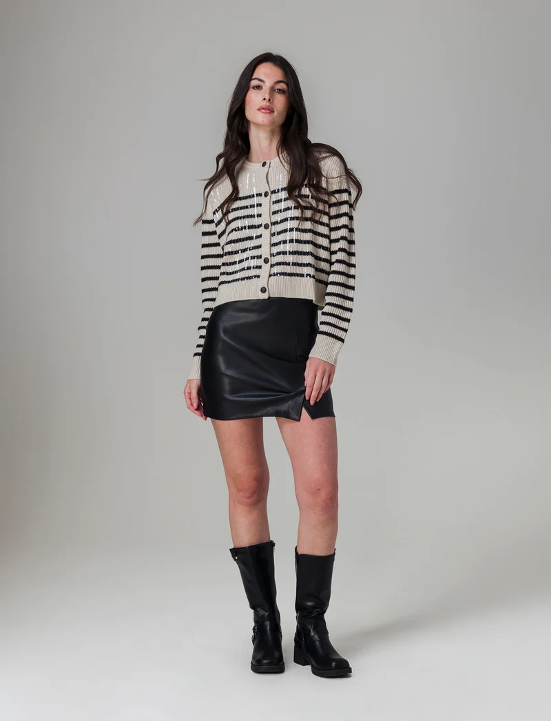 Minigonna in simil pelle da donna - Nero