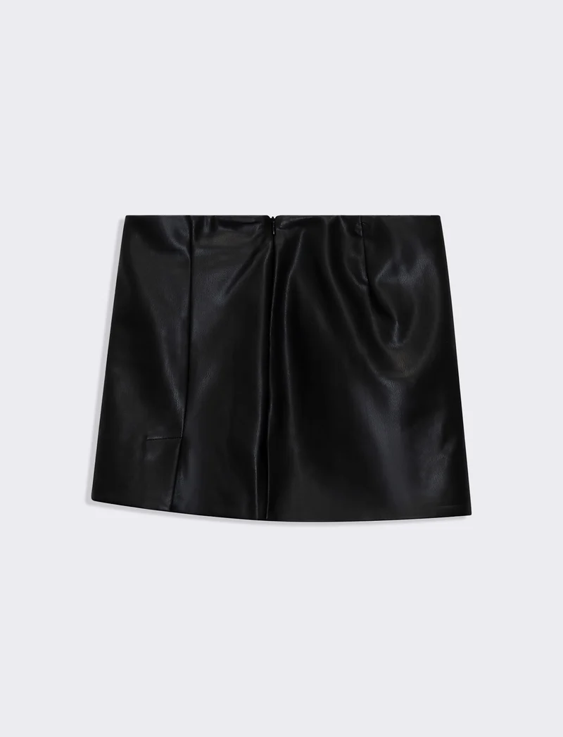 Minigonna in simil pelle da donna - Nero