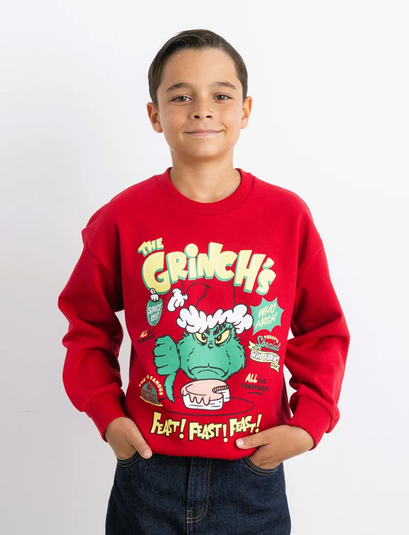 FELPA GIROCOLLO GRINCH - Rosso