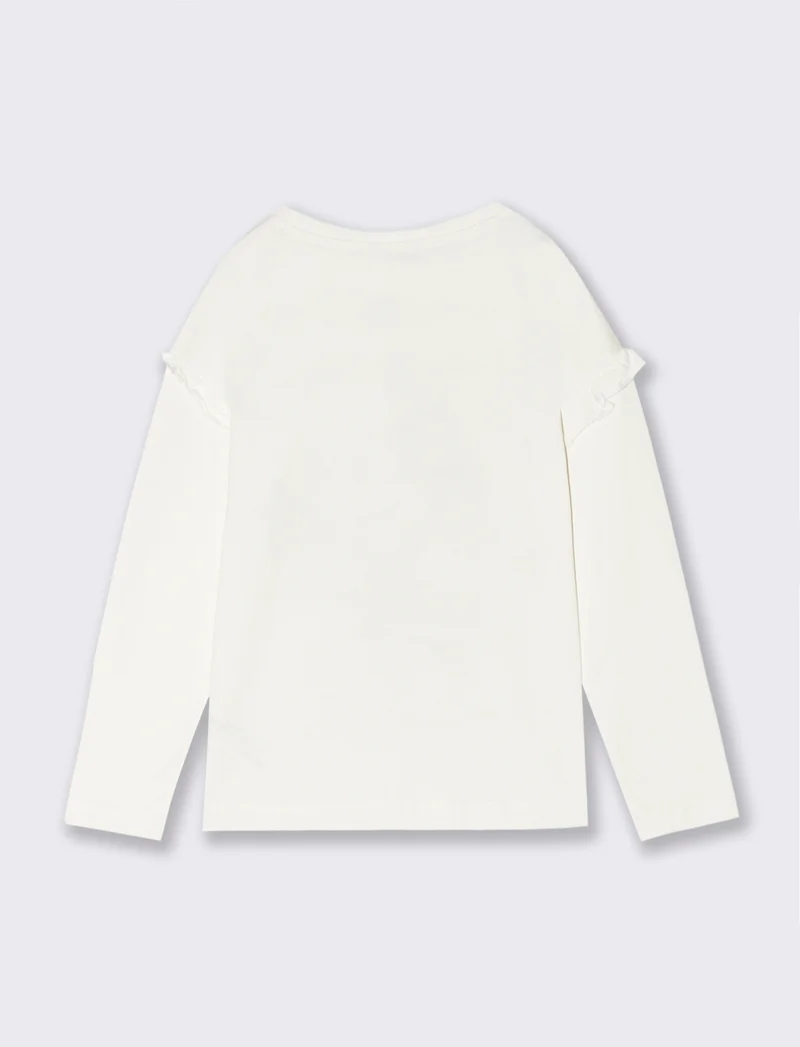 T-shirt manica lunga con stampa natalizia Stitch - Bianco