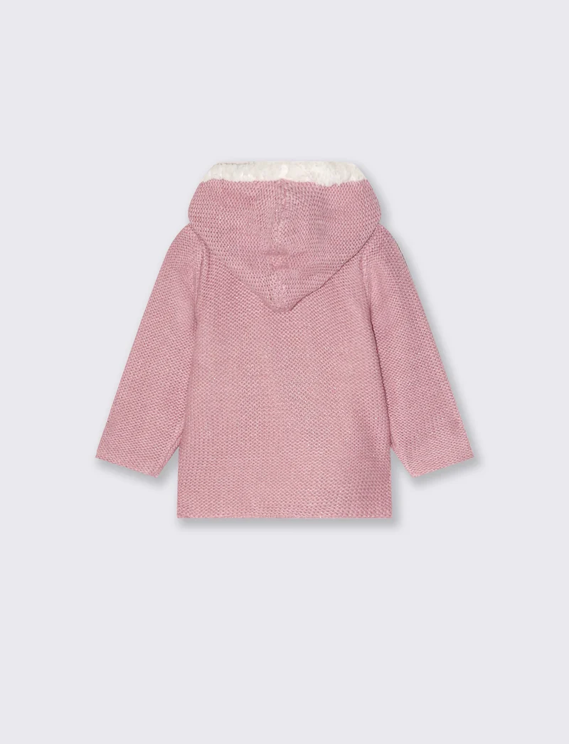 Cardigan con interno in pile - Lilla